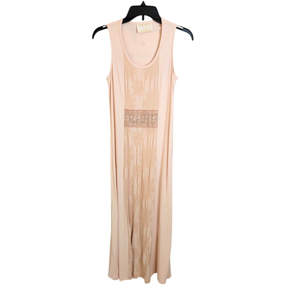 Sleeveless Beige Maxi Dress with Embellished Waist